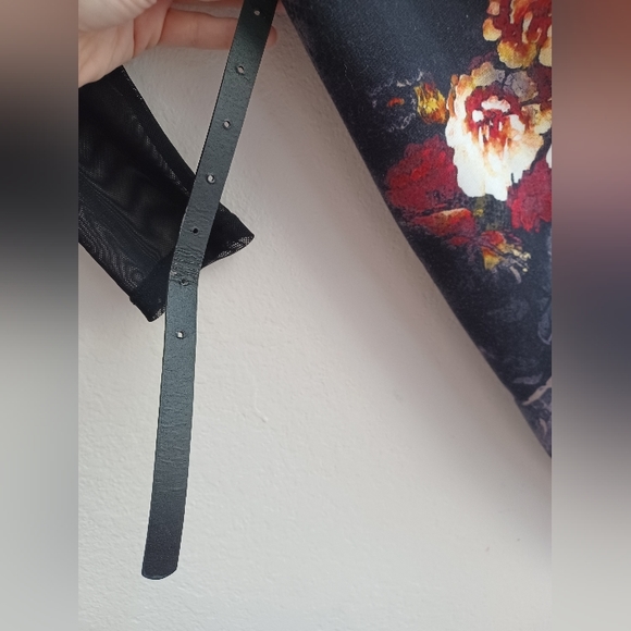 Venus black floral bodycon dress with mesh sleeves and mesh upper back, Small - Picture 7 of 9